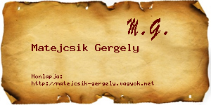 Matejcsik Gergely névjegykártya